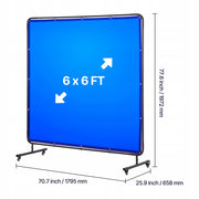 VEVOR PROFESSIONAL WELDING SCREEN 1740X1740 MM FRAME WHEELS UV6 DEGREE
