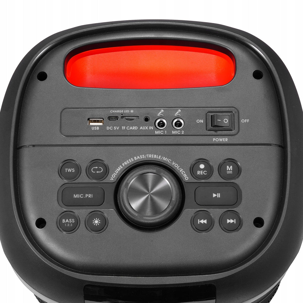 VEVOR 80W 20CM PORTABLE BLUETOOTH SPEAKER WITH 2 MICROPHONES LED TWS 5.1