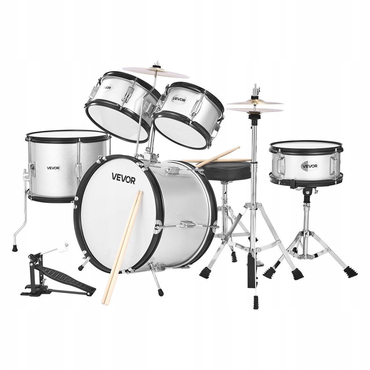 VEVOR 5-PIECE DRUM SET 16 INCHES ADJUSTABLE THRONE DRUMSTICKS