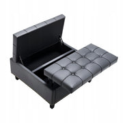 VEVOR SQUARE LEATHERETTE OTTOMAN WITH STORAGE GREY UPHOLSTERED STOOL STURDY