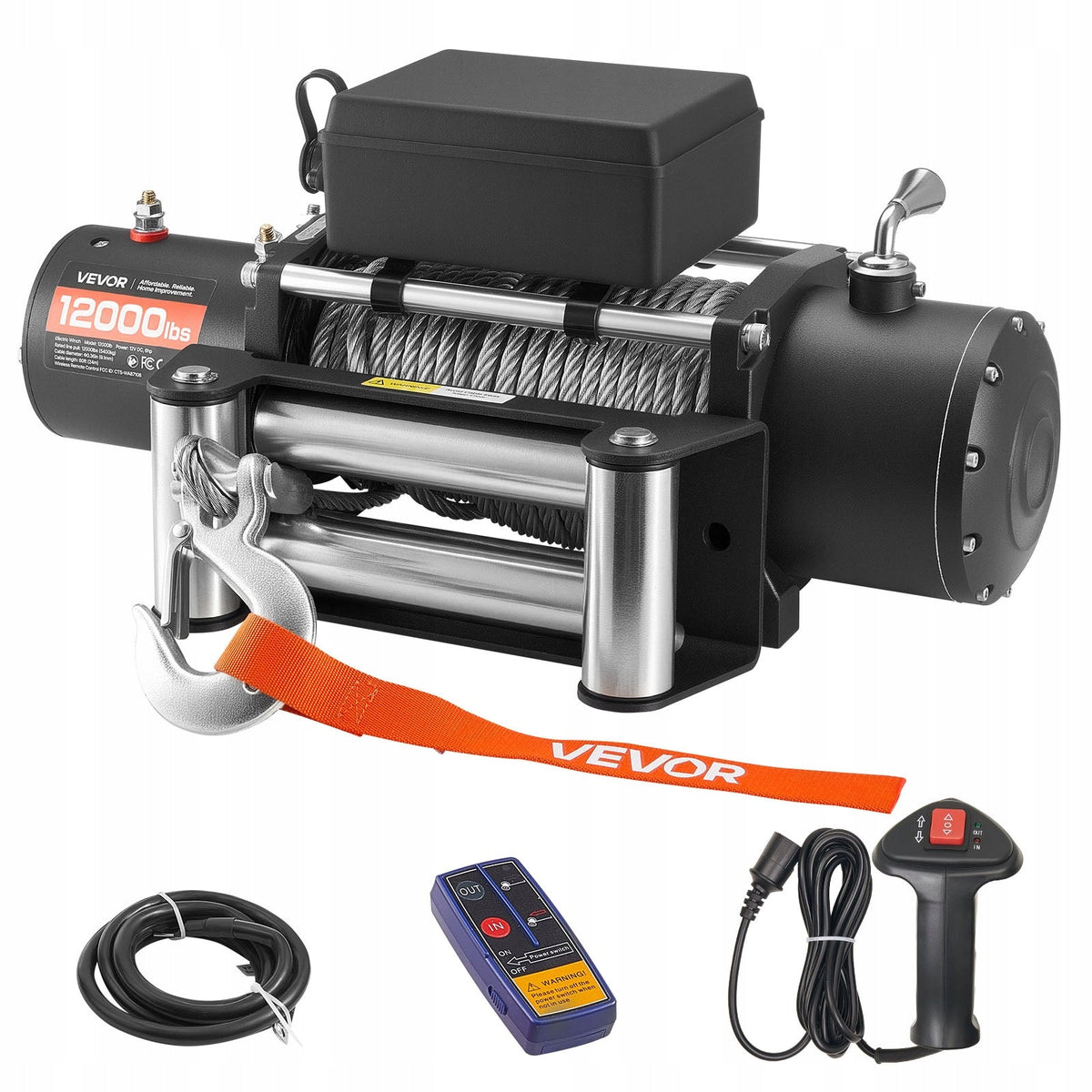 ELECTRIC WINCH VEVOR 5400 KG 12V DC WITH STEEL CABLE REMOTE