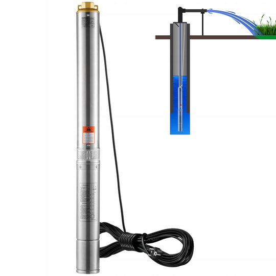 VEVOR SUBMERSIBLE DEEP WELL PUMP 3HP 2200W 230V IP68 STAINLESS STEEL