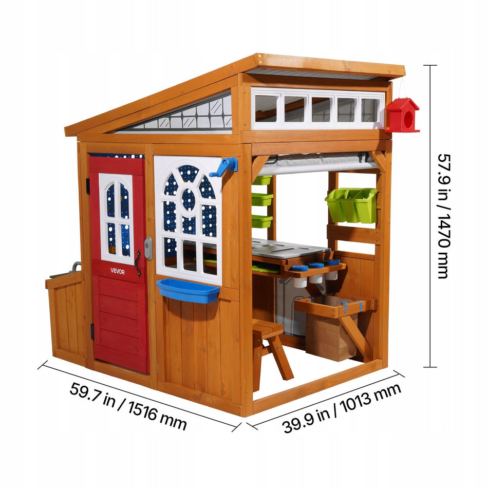 VEVOR CEDAR WOOD KIDS PLAYHOUSE WITH BIRDNest SWING