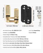 VEVOR MECHANICAL KEYLESS LOCK WITH DOUBLE-SIDED KEYPAD 14 KEYS