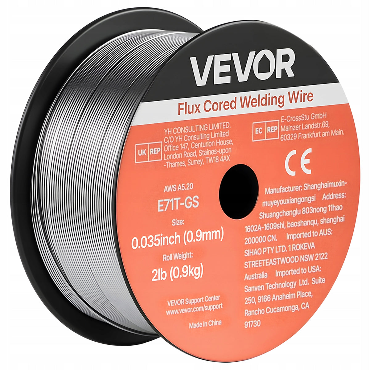 VEVOR FLUX-CORED WELDING WIRE MIG 0.9MM E71T-GS 0.9KG 3 ROLLS STRONG