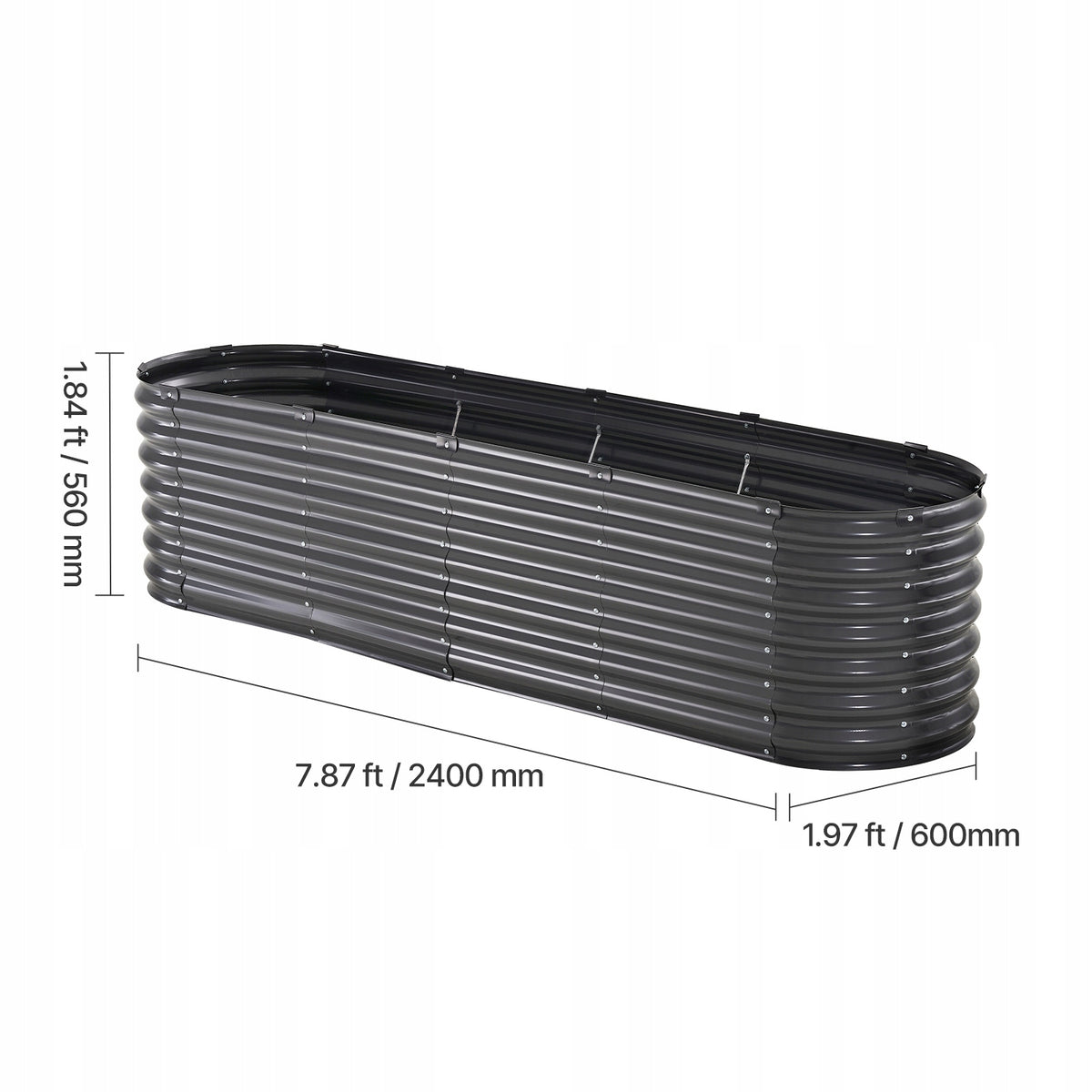 VEVOR 240X60X56 CM GALVANIZED METAL RAISED GARDEN BED PLANTER