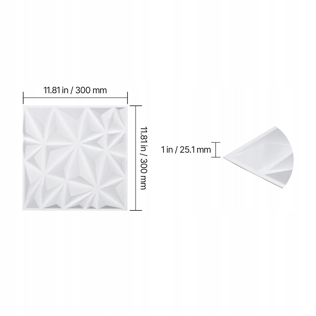 SET OF 33 VEVOR 3D WALL PANELS 30X30 CM PVC DIAMOND MATTE WHITE
