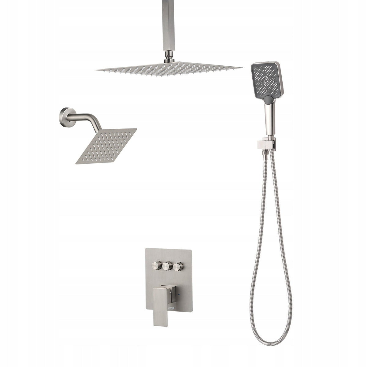 PROFESSIONAL SHOWER SET VEVOR 12 INCH RAINFALL SHOWER HEAD 4-IN-1 HANDHELD SHOWER