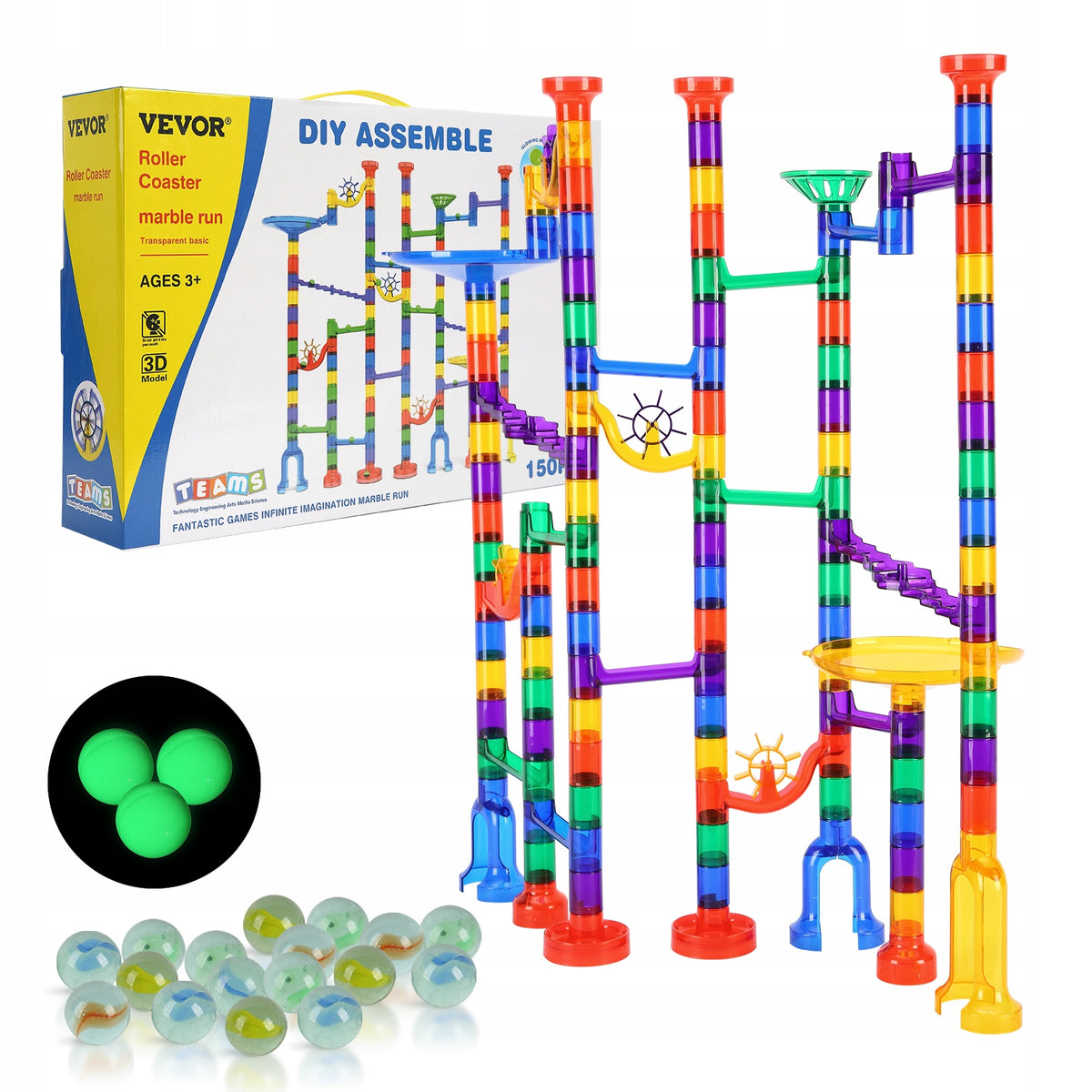 VEVOR MARBLE RUN SET 150 PIECES EDUCATIONAL GAME MARBLE TRACK BUILDING BLOCKS