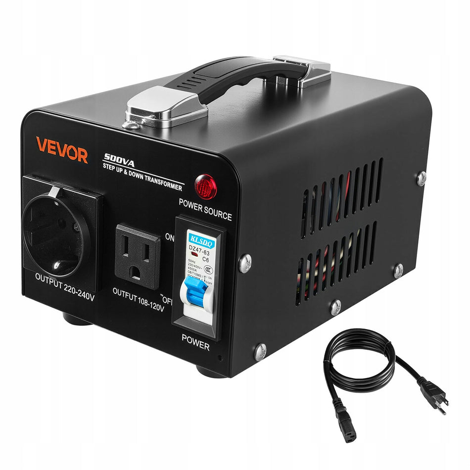 VEVOR 500VA PROFESSIONAL STEP-UP STEP-DOWN VOLTAGE TRANSFORMER