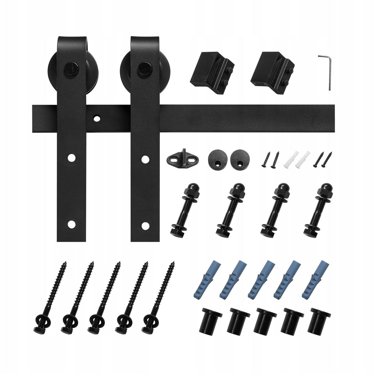 VEVOR SLIDING DOOR SYSTEM 183 CM LOAD CAPACITY 150 KG BLACK SOLID SET