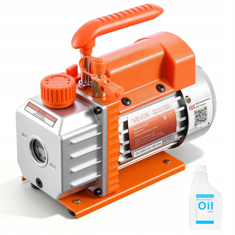 VEVOR VACUUM PUMP 3.5 CFM 180W SINGLE STAGE BEST FOR HVAC