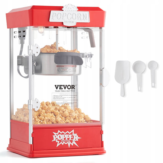 PROFESSIONAL POPCORN MACHINE VEVOR 480W RED 4 OUNCE 1.5 GALLON