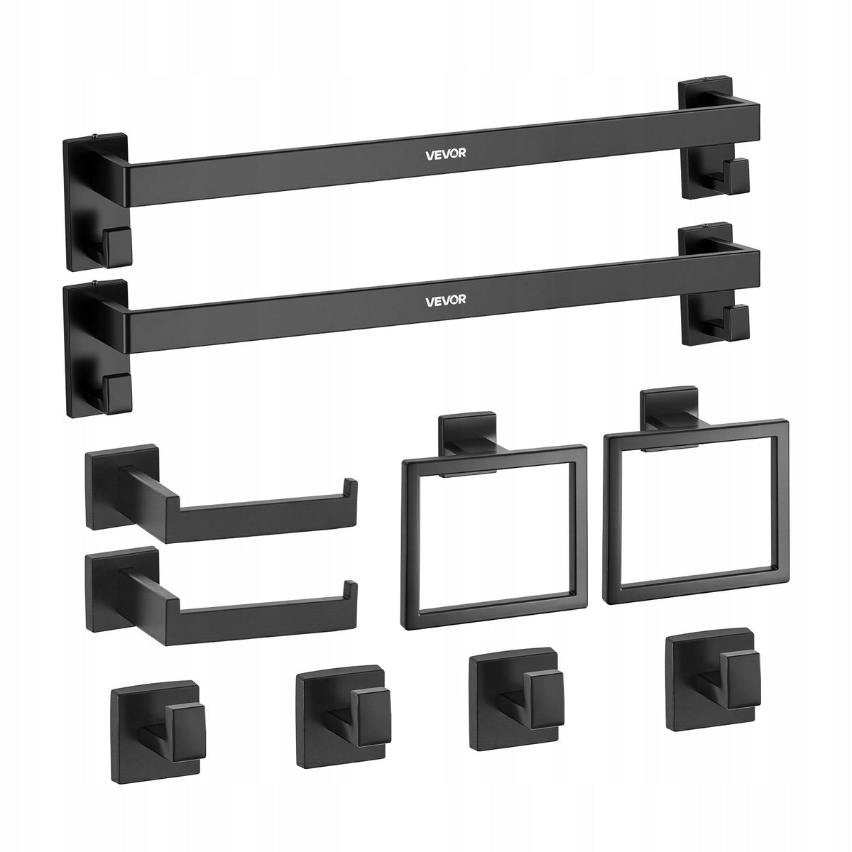 VEVOR 10-PIECE MATTE BLACK STAINLESS STEEL BATHROOM HARDWARE SET