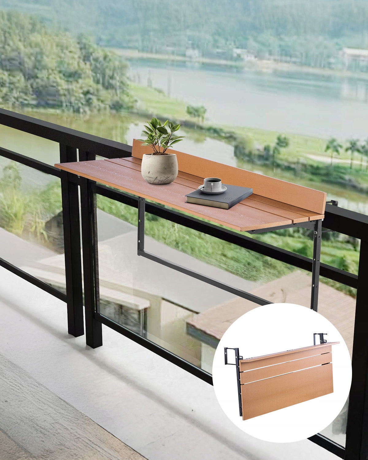 VEVOR FOLDING BALCONY HANGING TABLE 1000X345MM ADJUSTABLE STURDY