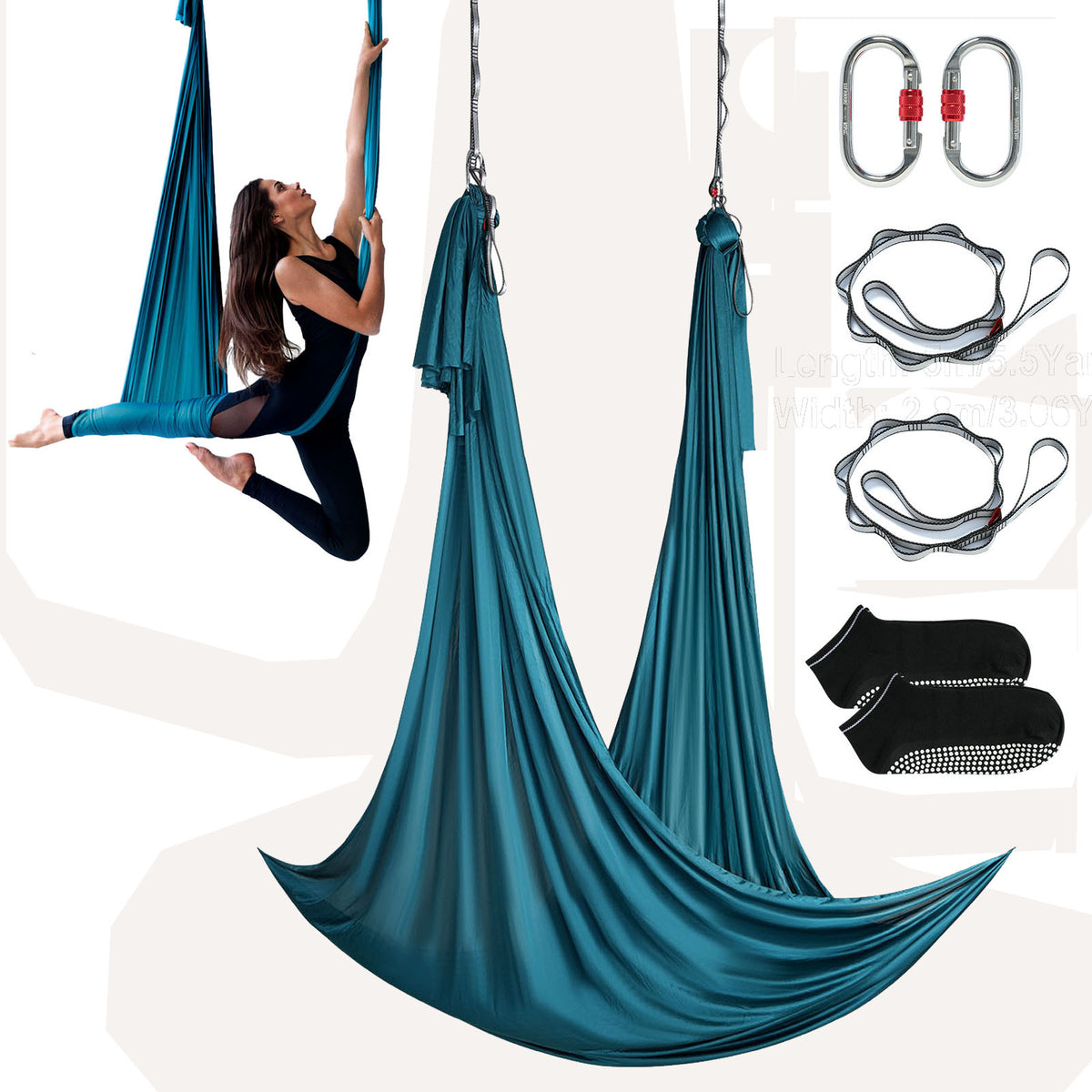 VEVOR 5 X 2.8M GREEN STRONG PREMIUM AERIAL YOGA HAMMOCK SET