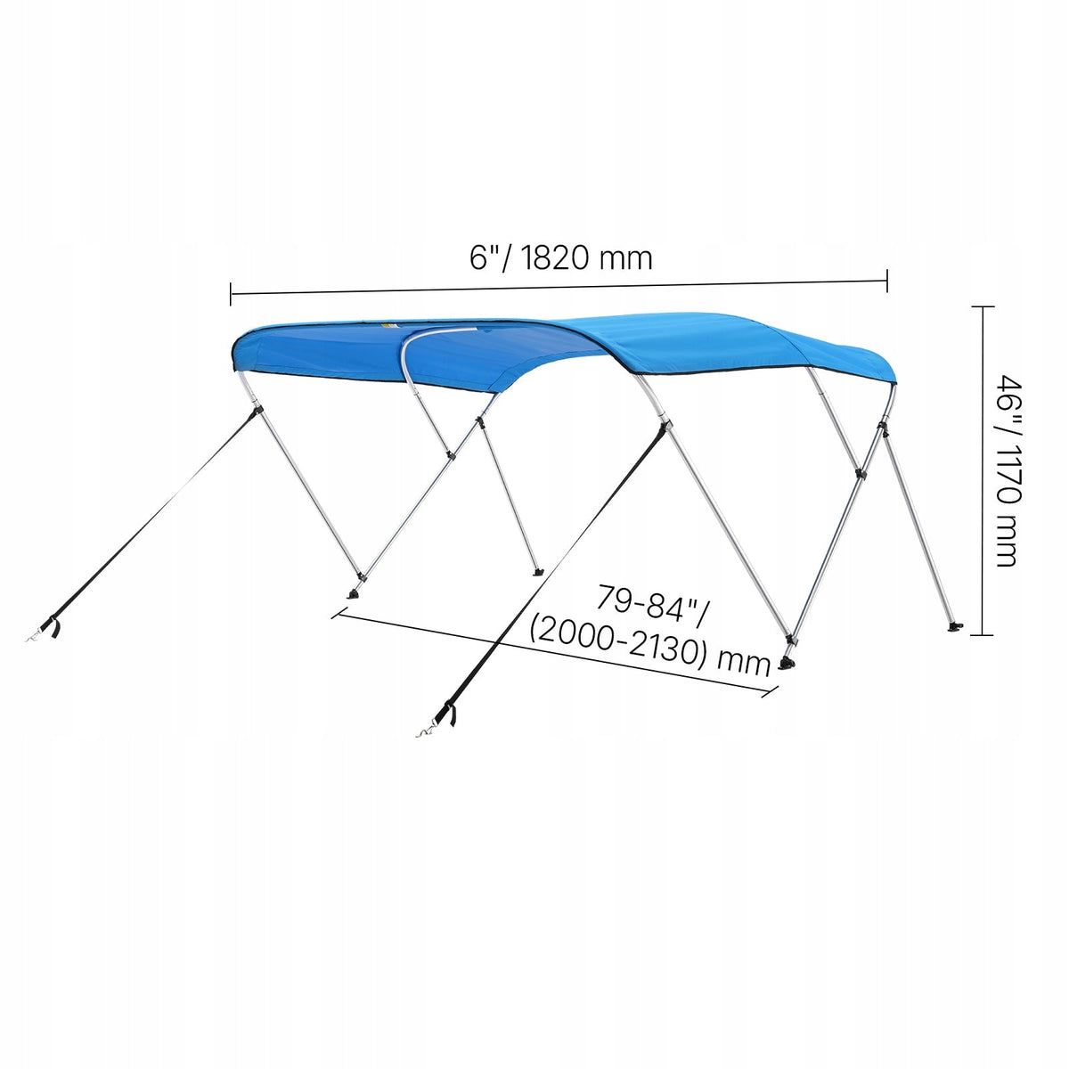 VEVOR BOAT COVER BIMINI TOP 3 ARCH 600D WATERPROOF ALUMINUM