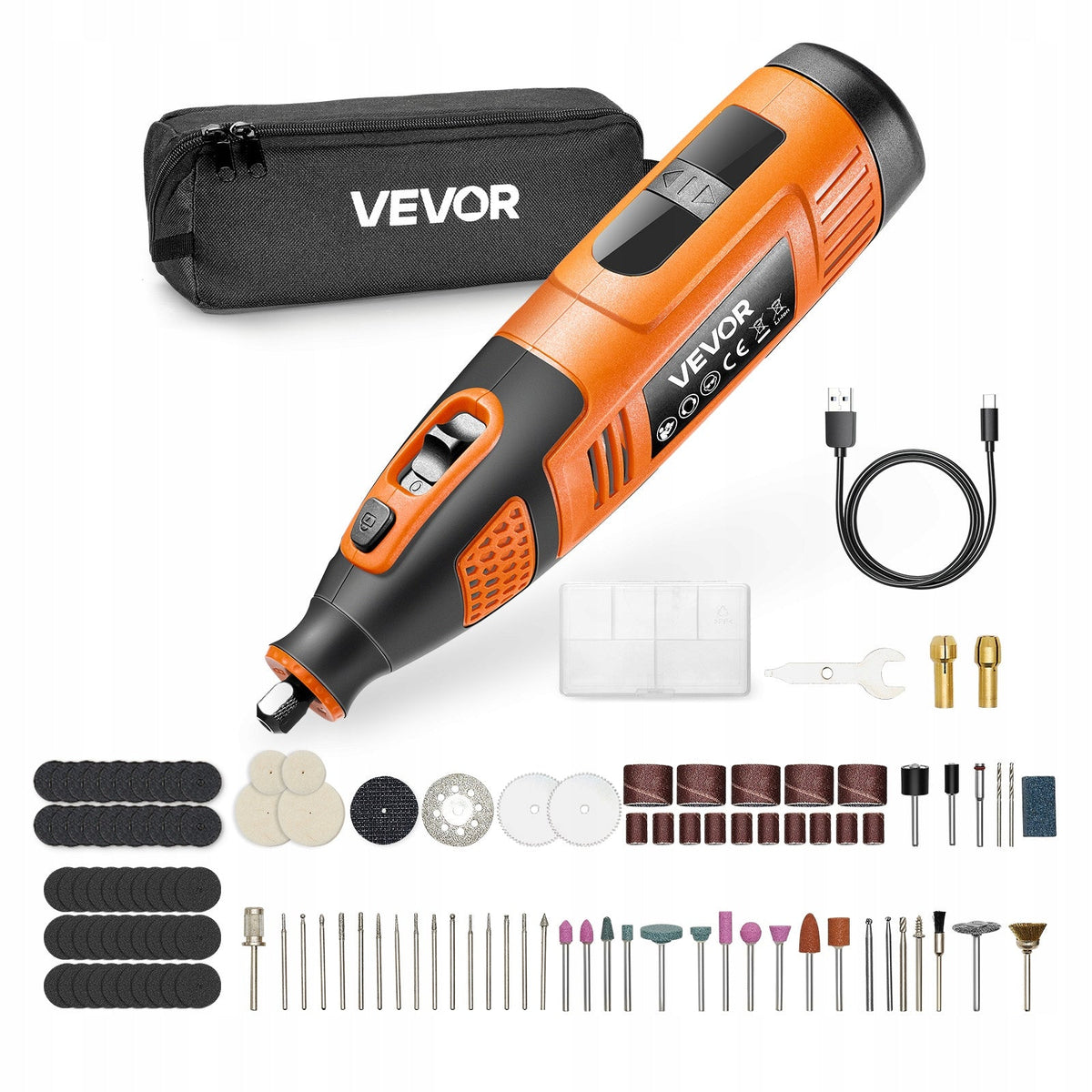 VEVOR 119-PIECE CORDLESS ROTARY TOOL KIT DC12V