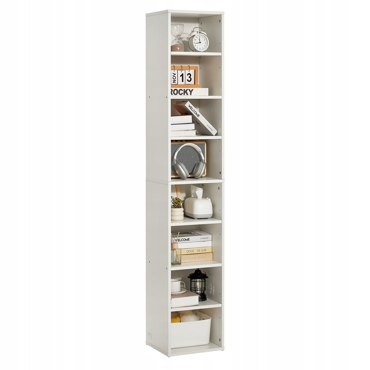 PROFESSIONAL VEVOR 8-TIER LIBRARY SHELF ADJUSTABLE SHELVES WHITE