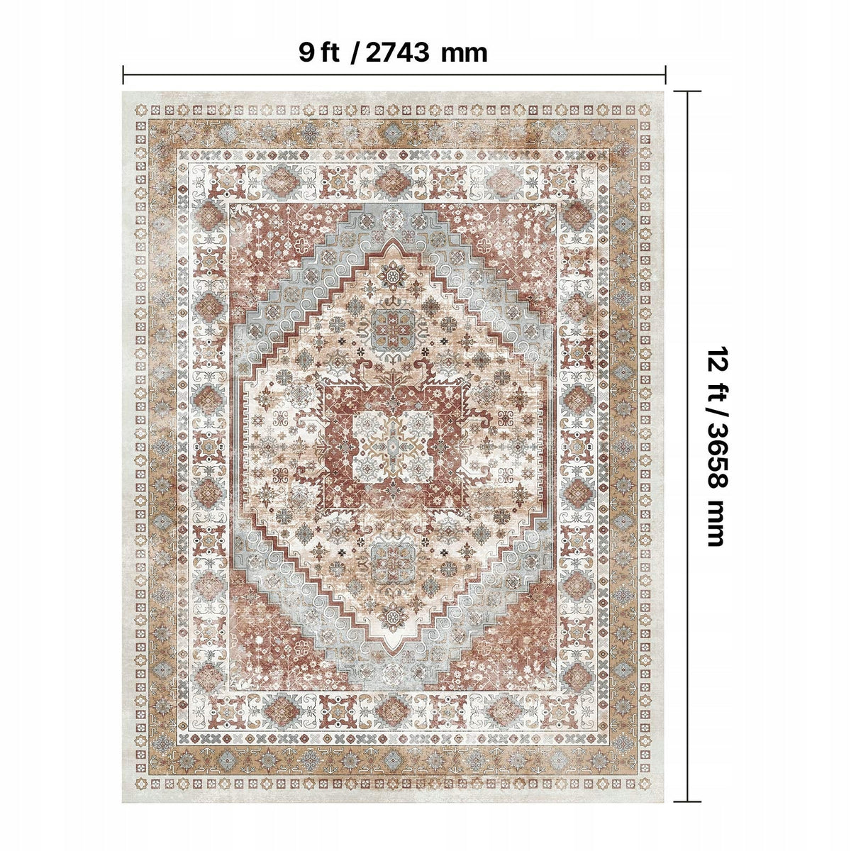 VEVOR CARPET 2743X3658 MM SHORT PILE WASHABLE NON-SLIP