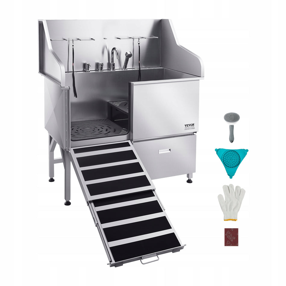 VEVOR PROFESSIONAL 50 INCH 200KG STAINLESS STEEL DOG WASHING STATION