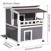 VEVOR TWO-TIER WOODEN CAT HOUSE WATERPROOF INSULATED 84X75X82CM