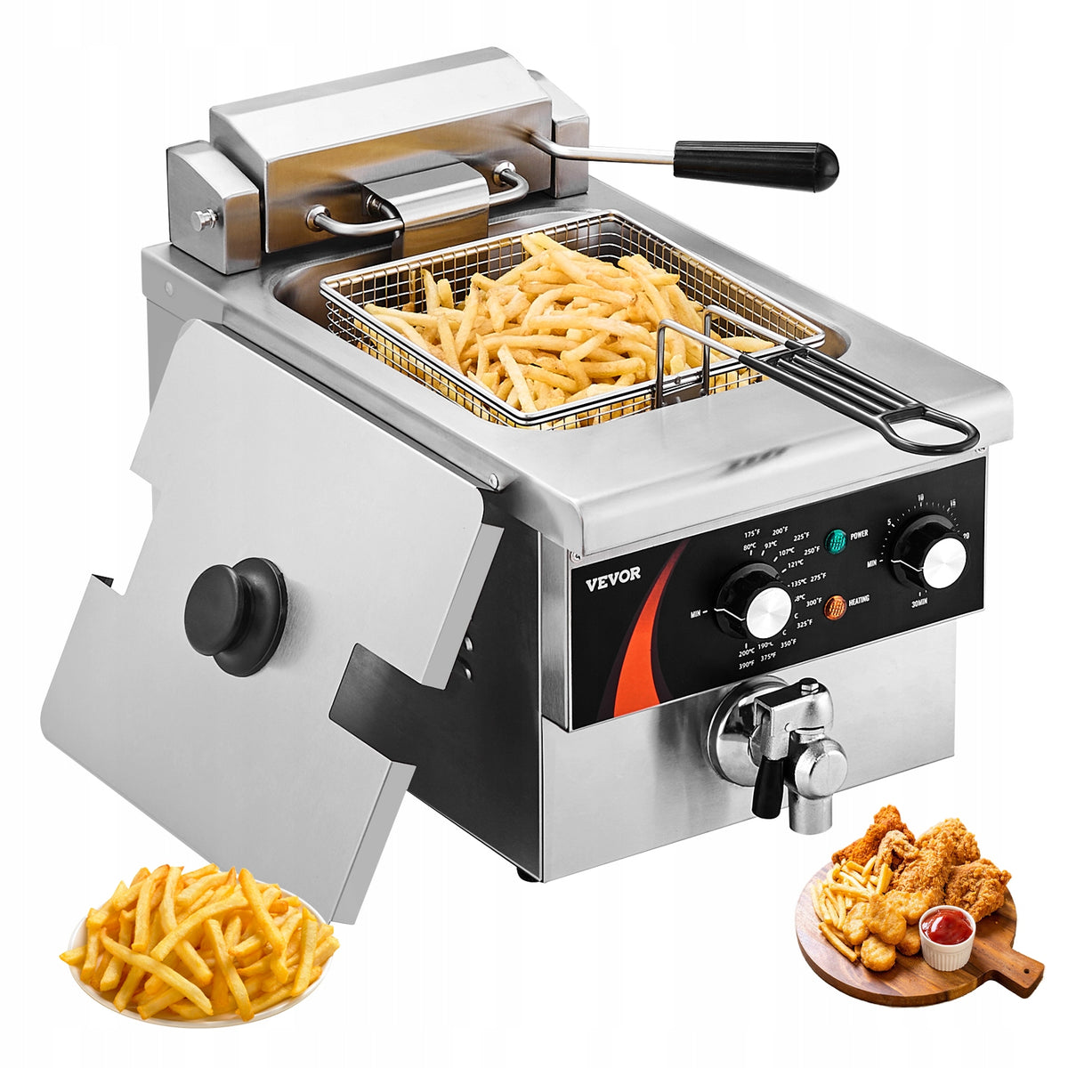VEVOR 3000W 5.9L ELECTRIC DEEP FRYER STAINLESS STEEL PROFESSIONAL BASKET