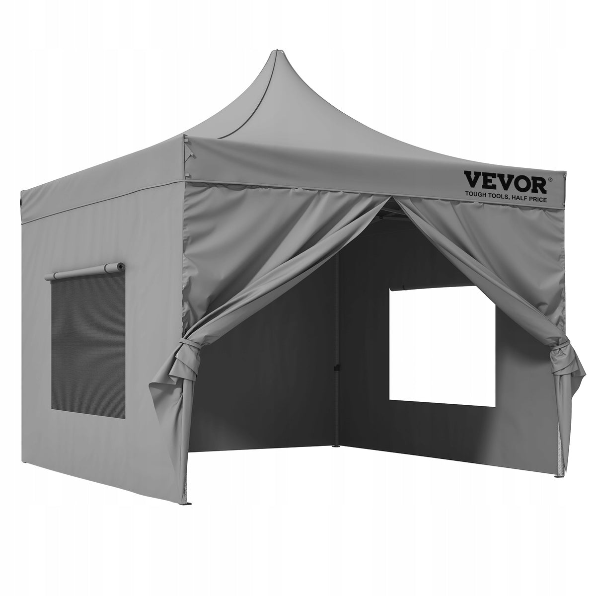 VEVOR GARDEN GAZEBO 304X304 CM 3 HEIGHTS 500D PU SILVER FOLDING