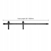 VEVOR 1.5M SLIDING DOOR SYSTEM 150KG LOAD CAPACITY BLACK STURDY COMPLETE SET