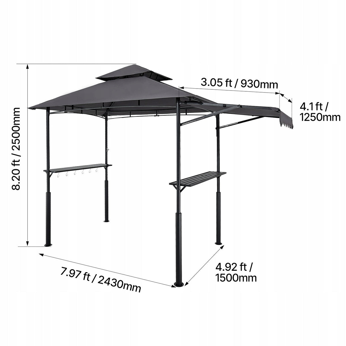 VEVOR BBQ GARDEN GAZEBO 2430X1500X2500 MM TWO-TIER BBQ SHELTER