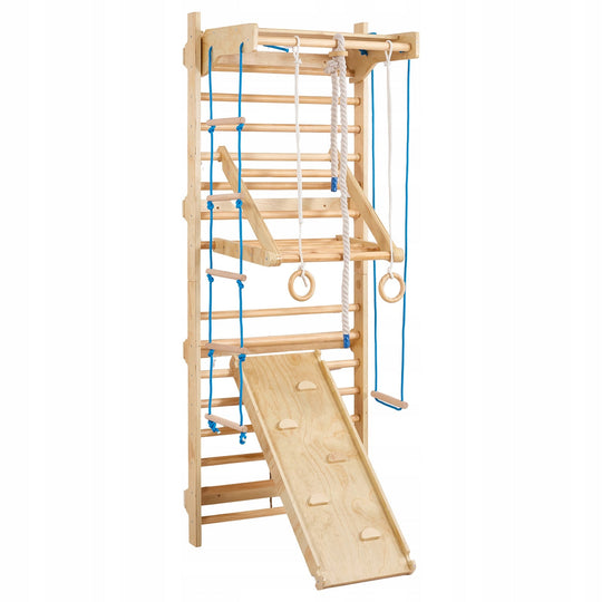 VEVOR 8-IN-1 WOODEN WALL BARS SWEDISH LADDER 15 STEPS STRONG FOR EXERCISE