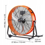 VEVOR 24 INCH DRUM FAN 3 SPEEDS 8700 CFM 360 DEGREE TIMER