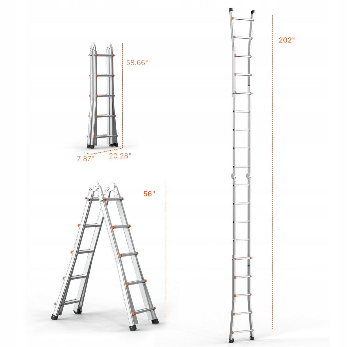 VEVOR TELESCOPIC LADDER A-FRAME 5.1M ALUMINUM COMPACT STRONG 150KG