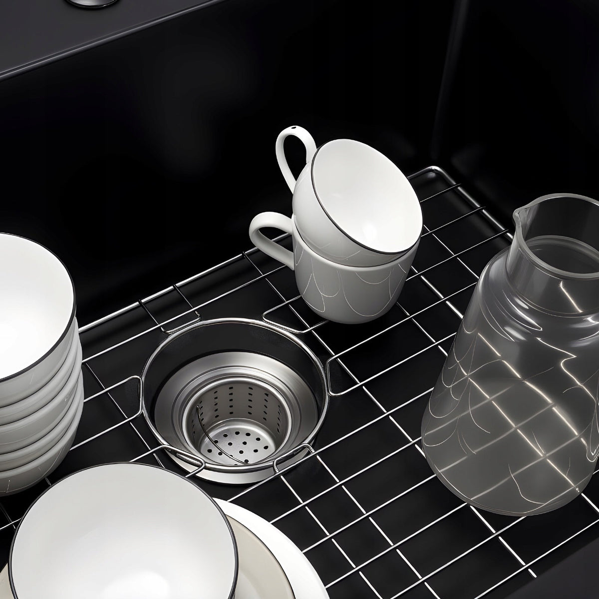 VEVOR GRANITE KITCHEN SINK 635X559X254 MM BLACK COUNTERTOP MOUNT STURDY
