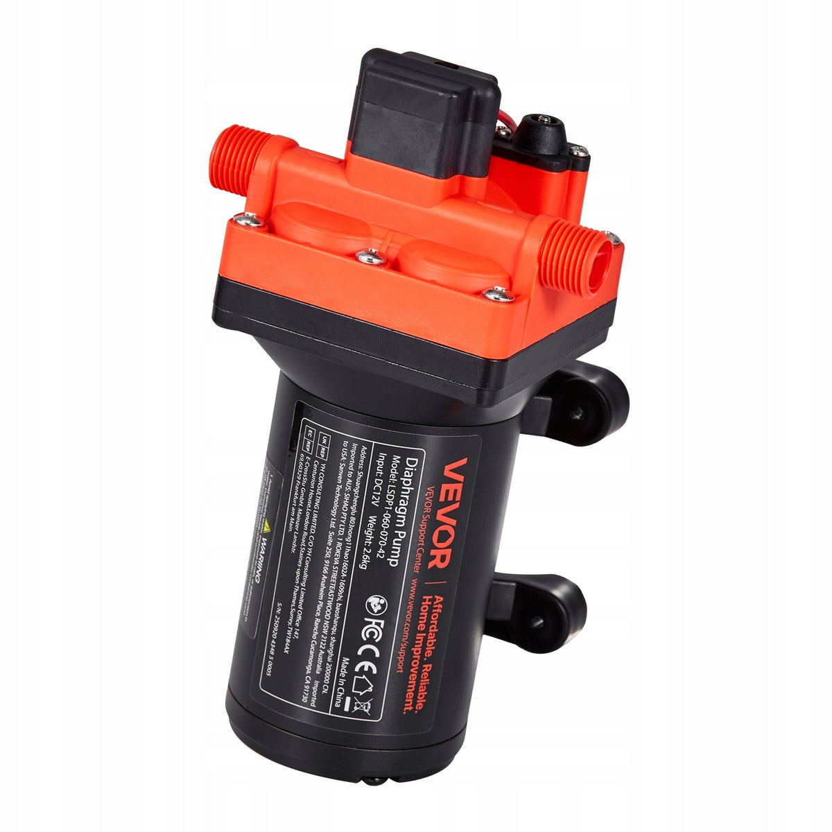 VEVOR 12V DC DIAPHRAGM PUMP 22.7L/MIN SELF-PRIMING 4-CHAMBER