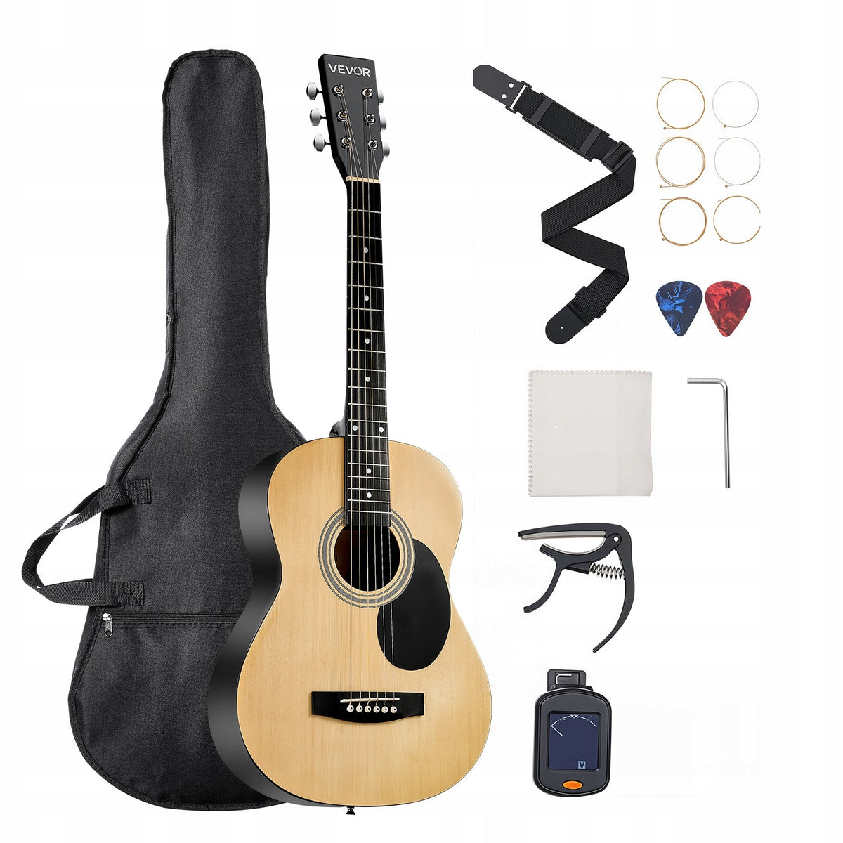 VEVOR DREADNOUGHT ACOUSTIC GUITAR 39 INCH STARTER KIT