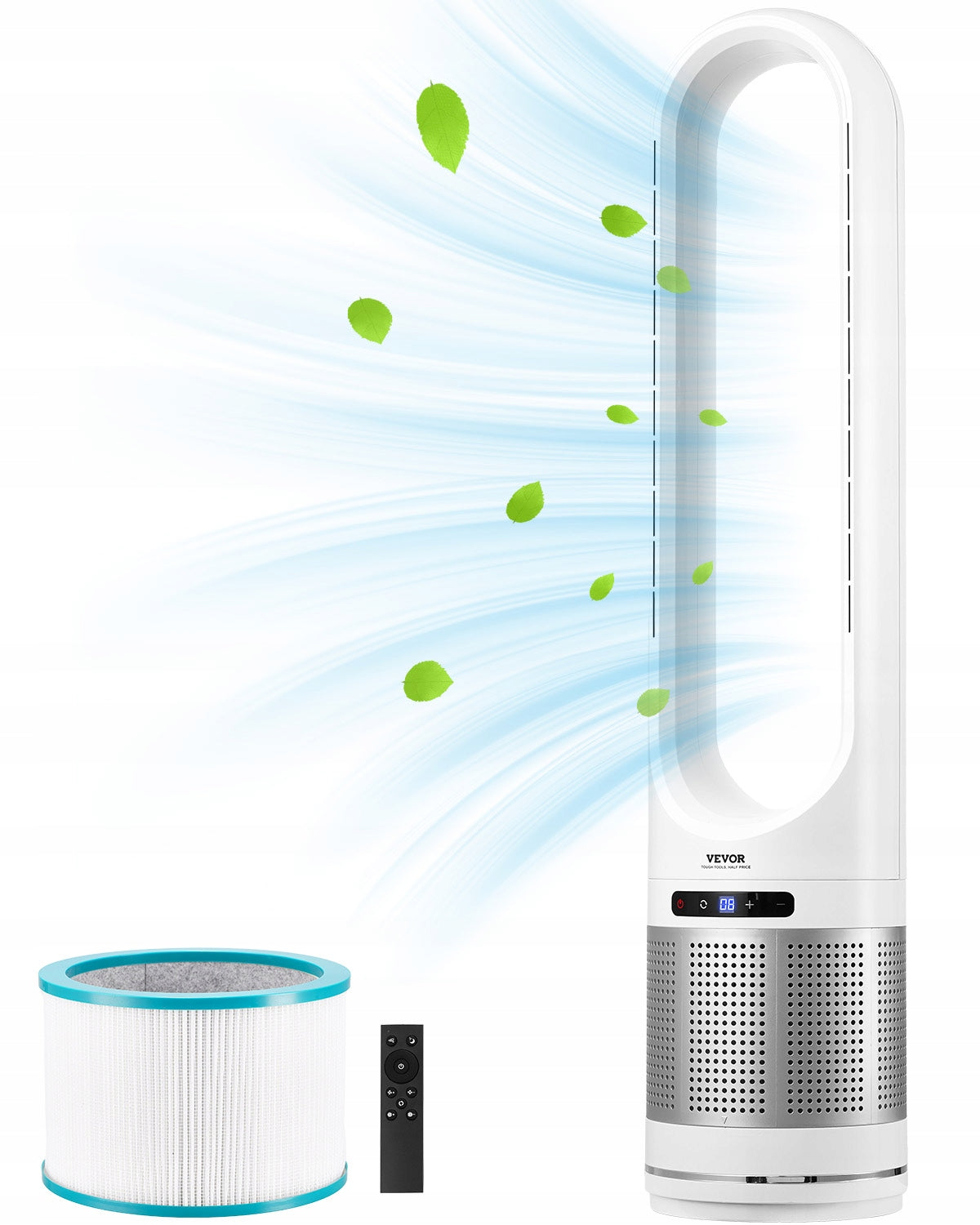 VEVOR 40-INCH 8-SPEED TOWER BLADELESS FAN WITH PREMIUM REMOTE