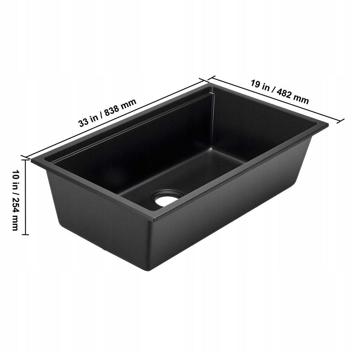 VEVOR UNDERMOUNT GRANITE KITCHEN SINK 838X482X254 MM BLACK PREMIUM
