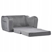 VEVOR FOLDABLE 2-IN-1 CHILDREN'S SOFA ARMCHAIR WITH 28D SPONGE SHORT PLUSH GREY