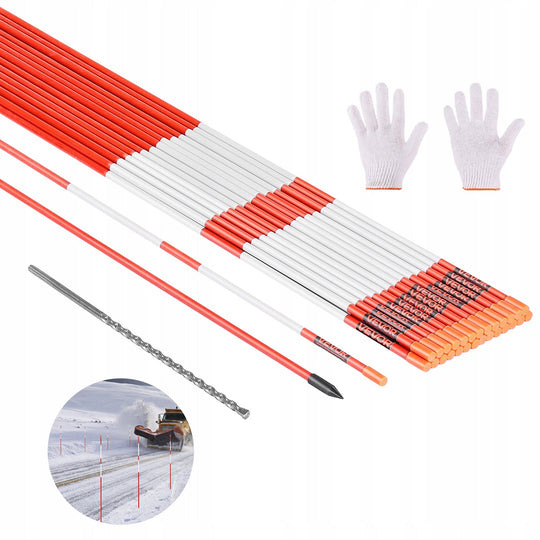 VEVOR SNOW POLES 20 PCS 147 CM 7.87 MM DIAMETER REFLECTIVE STRONG