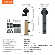 VEVOR 244CM HEAVY-DUTY SLIDING DOOR SYSTEM AND 2-PIECE SHAPE SET