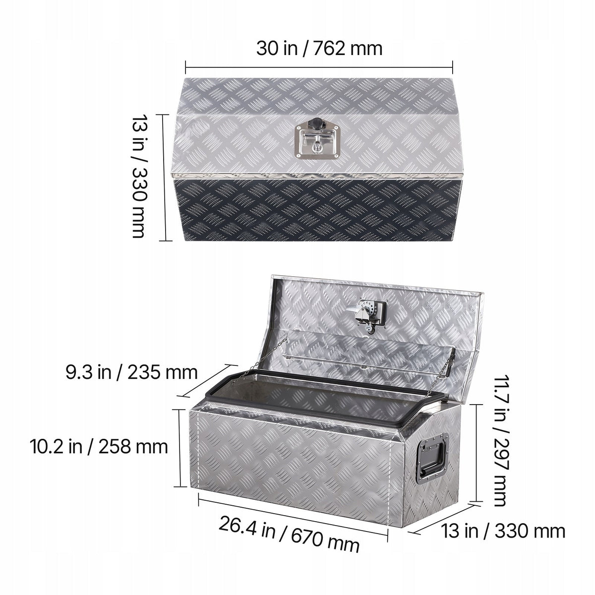 PROFESSIONAL VEVOR ALUMINUM TRUCK TRAILER TOOL BOX