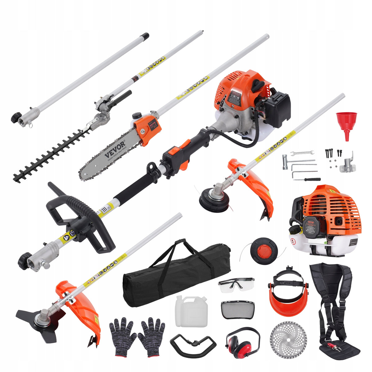 VEVOR 52CC 6-in-1 Multifunction Petrol Hedge Trimmer Powerful