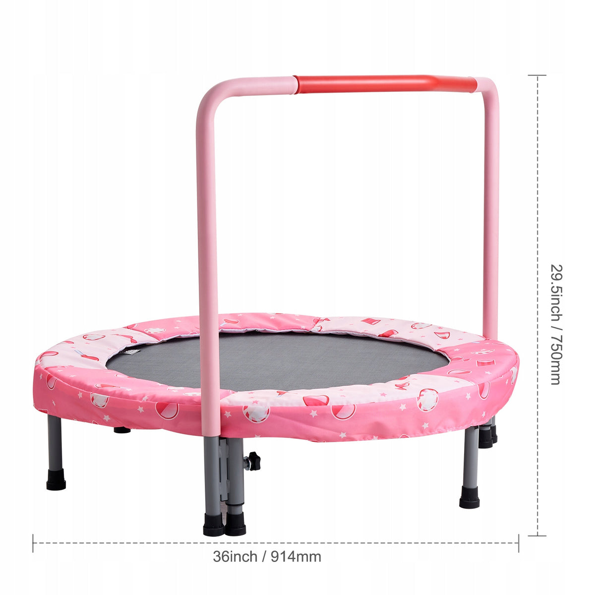 VEVOR 91.44 CM FOLDABLE KIDS TRAMPOLINE WITH HANDLE, RED - BEST