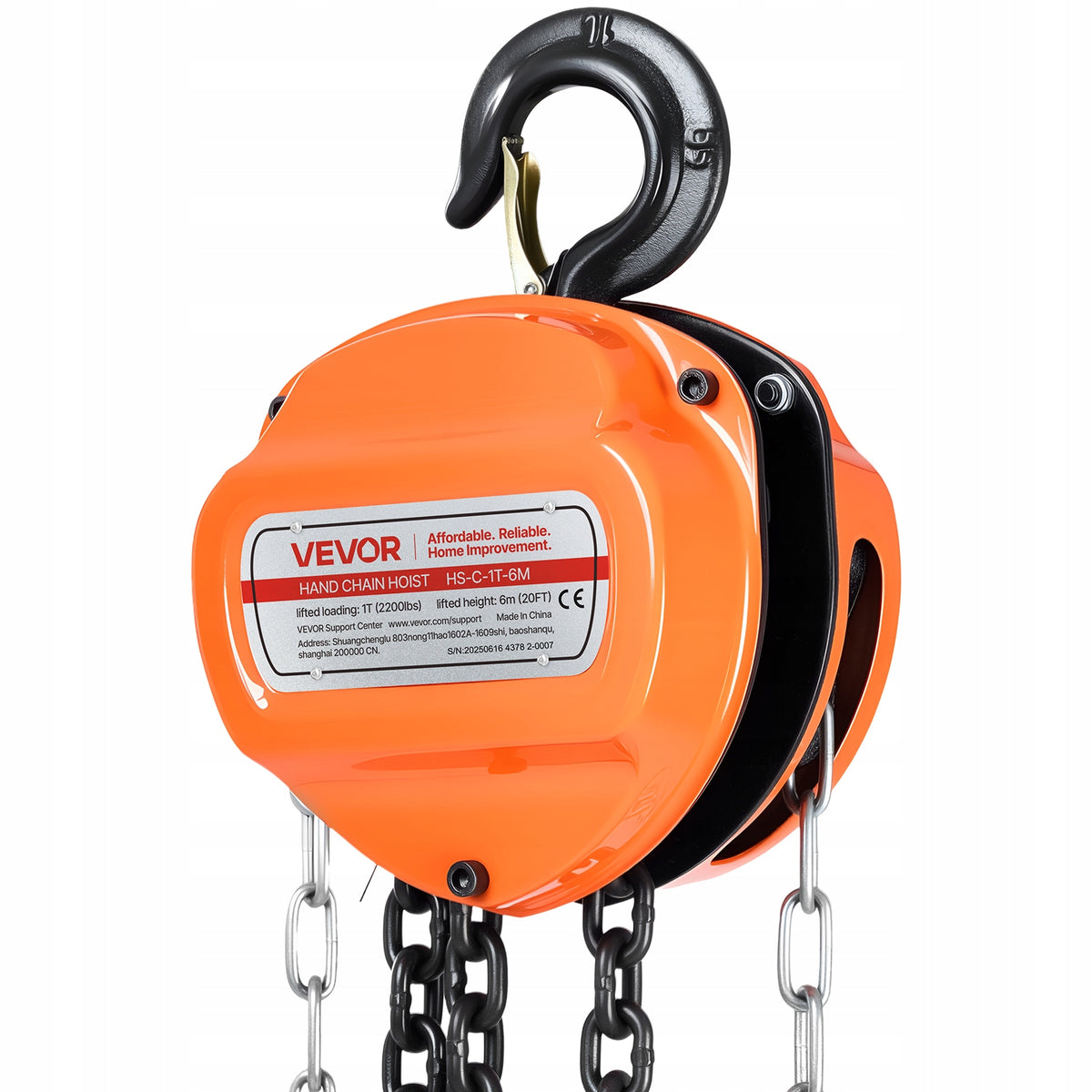VEVOR 1T CHAIN HOIST MANUAL STRONG 6M LIFT DURABLE