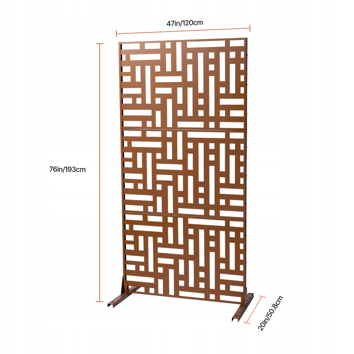 VEVOR METAL SCREEN 3-PANEL 120X50.8X193 CM BROWN SCREEN