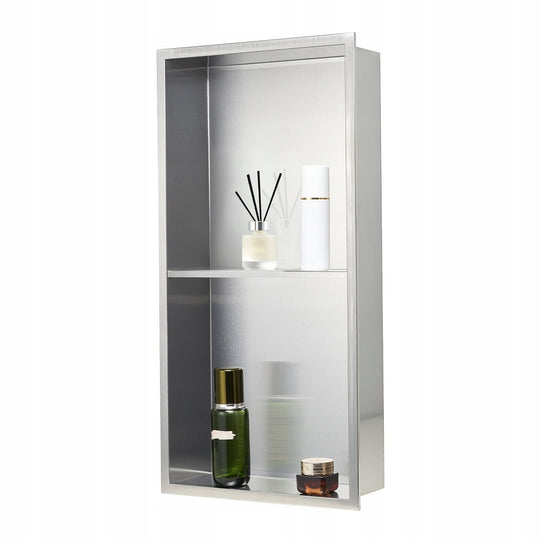 PROFESSIONAL DOUBLE-LAYER SHOWER NICHE VEVOR 10X33X63 CM STEEL