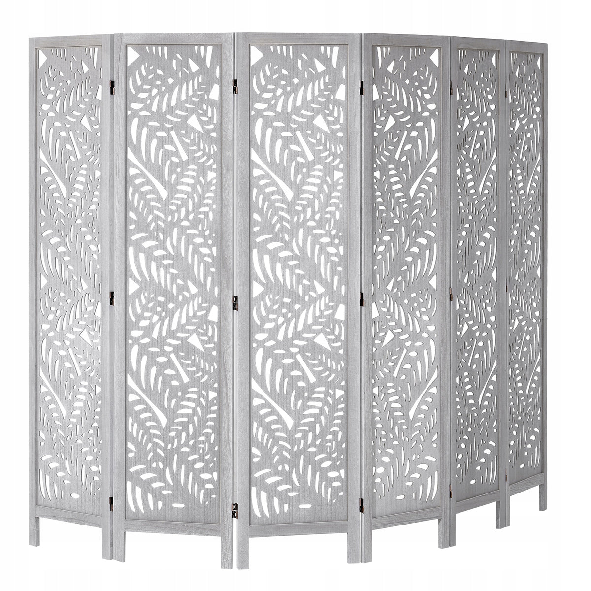 VEVOR ROOM DIVIDER 6 PANEL WOODEN FOLDING WHITE BOHO STURDY