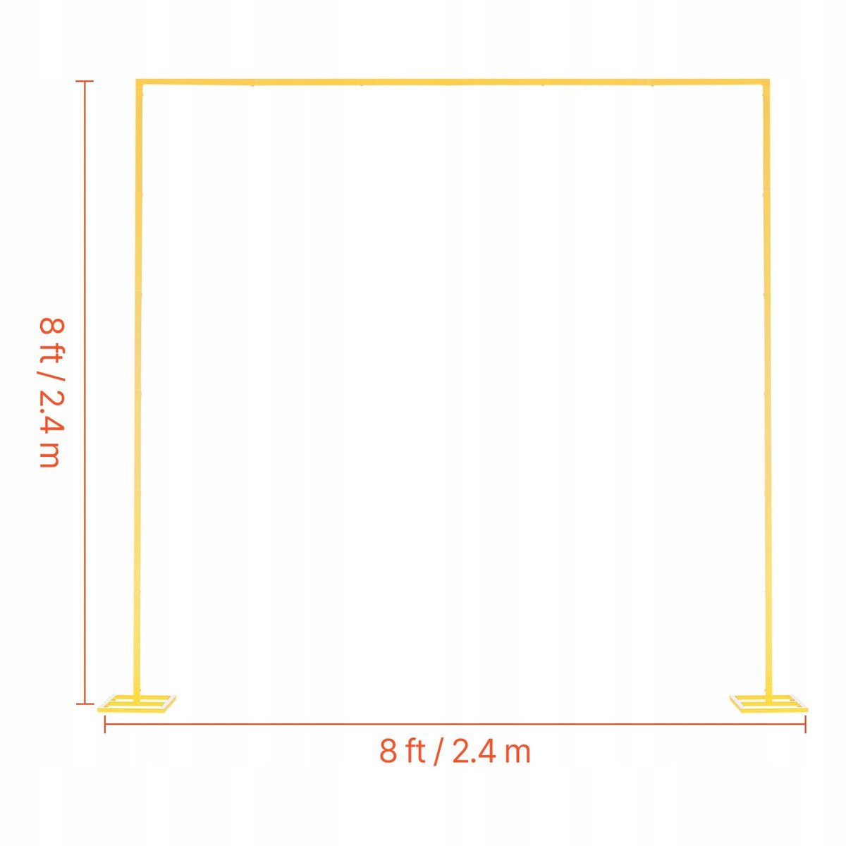 VEVOR 2.4X2.4M GOLD METAL SQUARE ARCH STAND STURDY FOR WEDDINGS