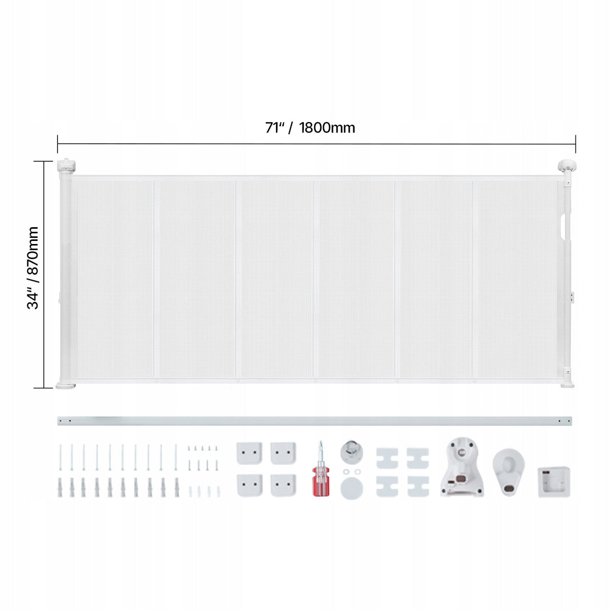 VEVOR RETRACTABLE BABY GATE STRONG MESH 180 CM X 87 CM WHITE